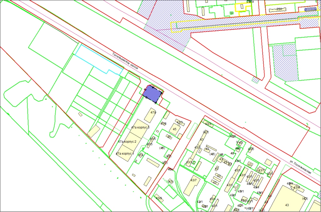 Схема расположения земельного участка по адресу: Толмачевское шоссе, 47б, Ленинский район