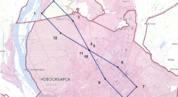 Карта-схема границ пятой подзоны приаэродромной территории аэродрома Новосибирск (Гвардейский)