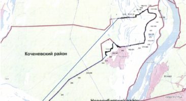 Карта-схема границ третьей подзоны приаэродромной территории аэродрома Новосибирск (Гвардейский)